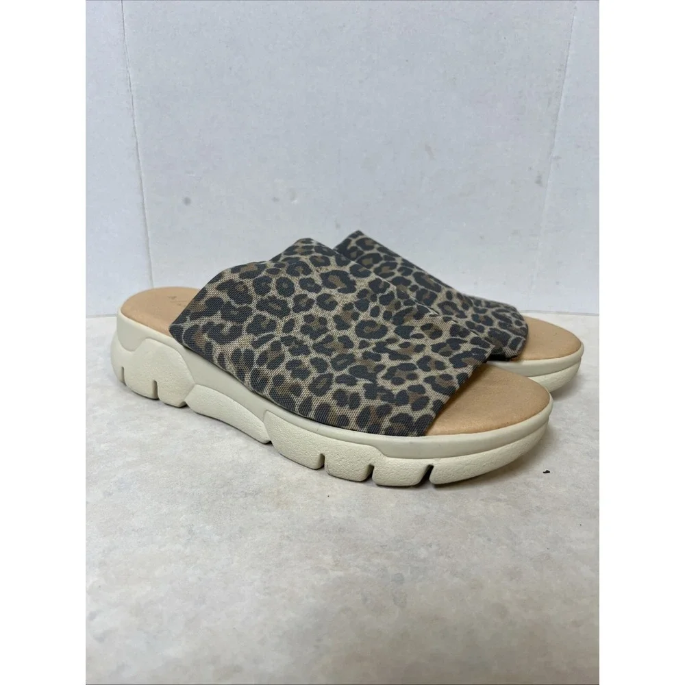 Anthropologie Platform Slides Cady Sport Animal Print Size 8